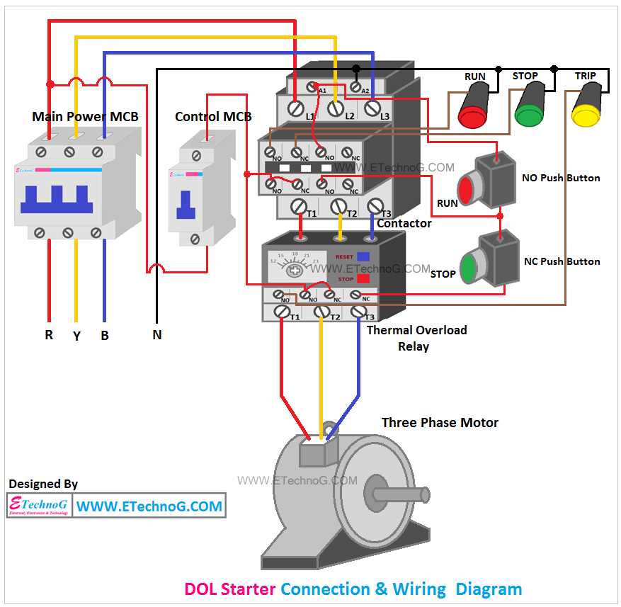 1 phase starter wiring diagram