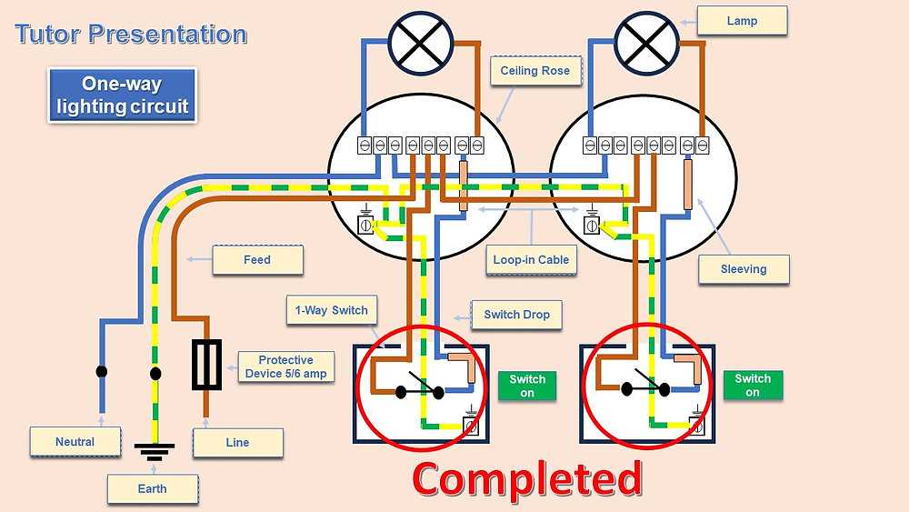 1 way lighting circuit wiring diagram