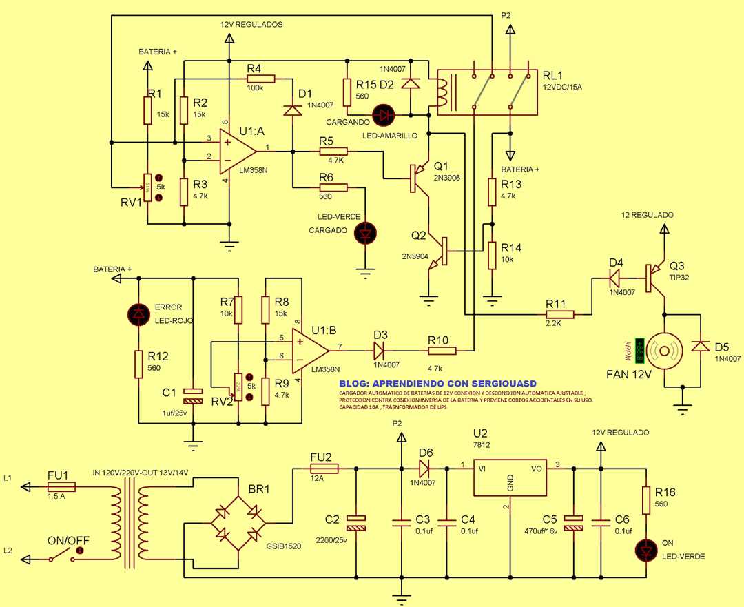 12v 10a lead acid battery charger circuit diagram