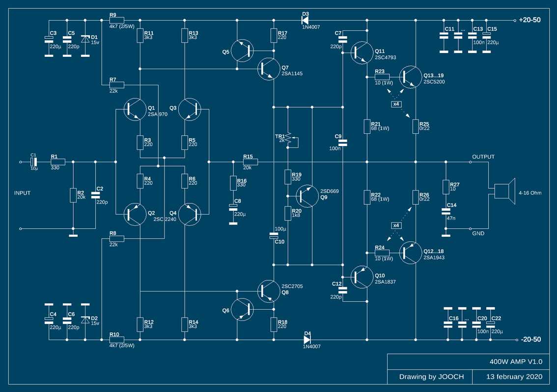 12v 400w amplifier schematic diagram