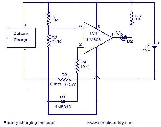 12v battery charging indicator circuit diagram 12v battery charging indicator circuit diagram