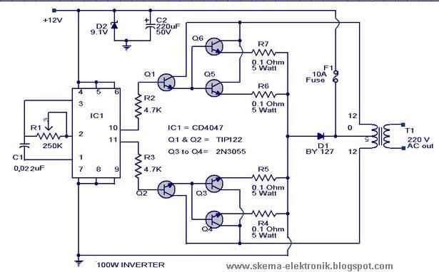 12v dc to 220v ac inverter schematic diagram