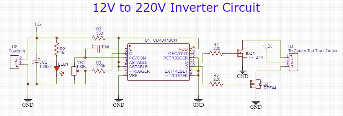 12v dc to 220v ac inverter schematic diagram