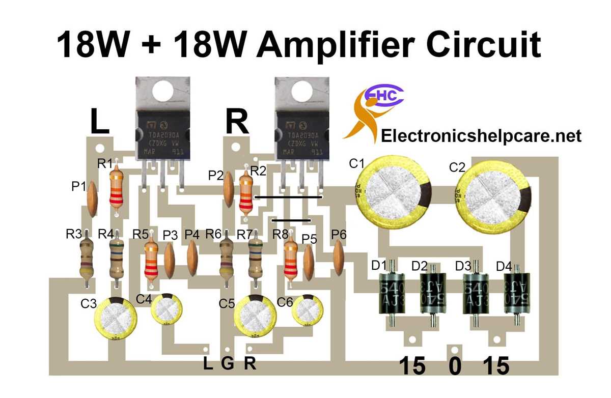 12v tda2030 amplifier circuit diagram