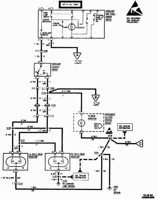 1993 chevy silverado headlight switch wiring diagram