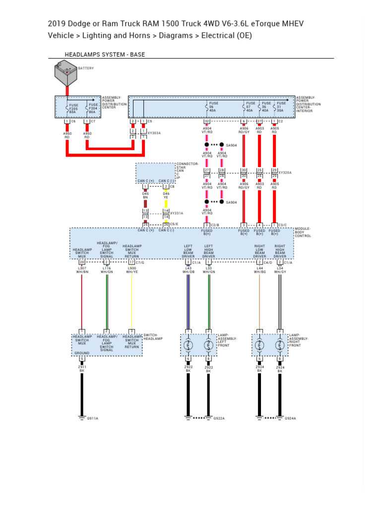 1999 dodge ram 1500 headlight wiring diagram
