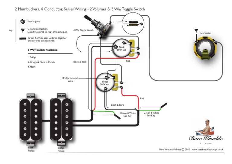 2 pickups 2 volumes wiring diagram