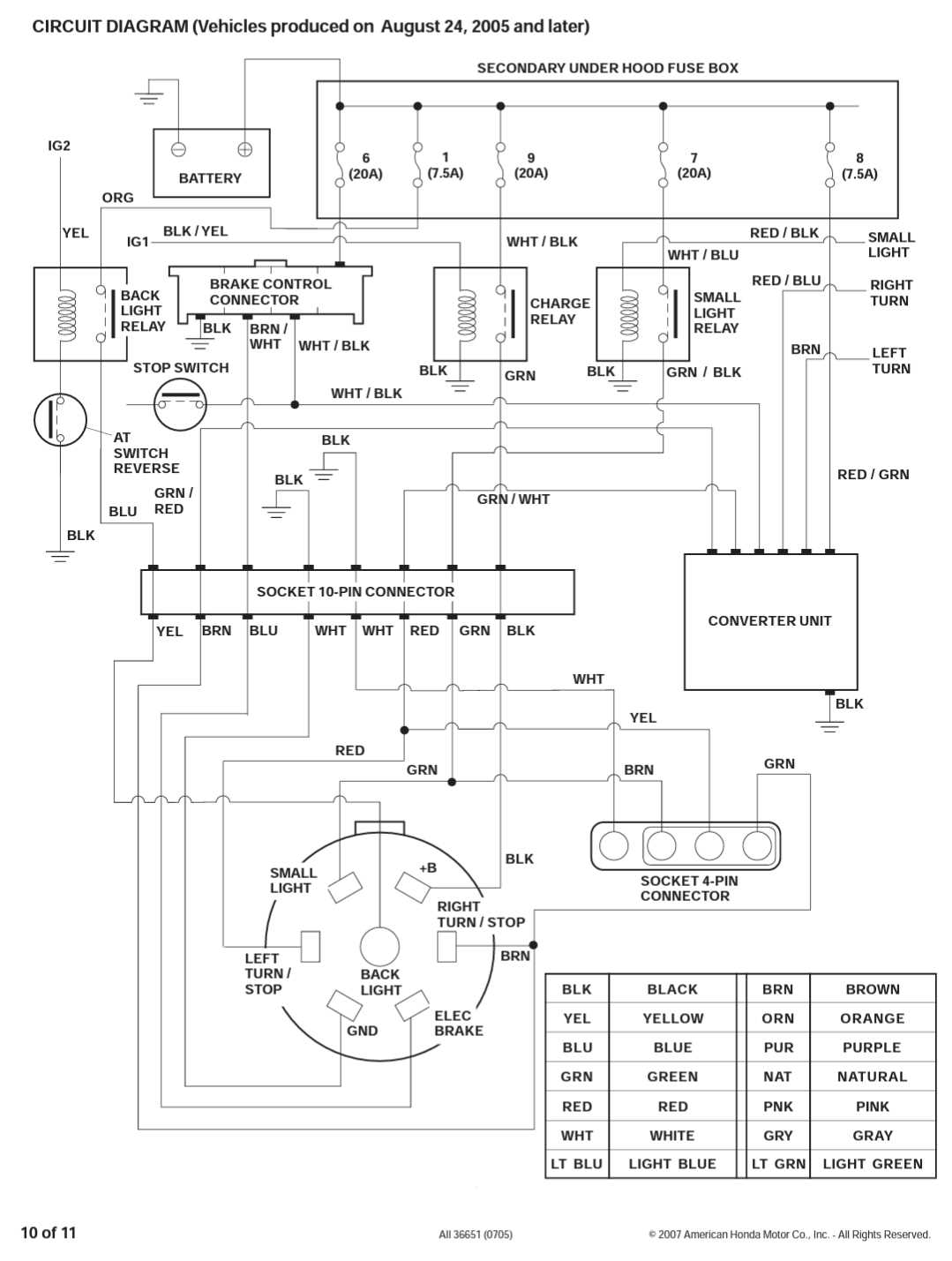 2007 honda ridgeline audio radio wiring diagram schematic colors