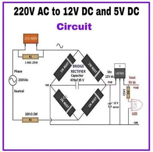 220v ac to 5v dc converter circuit diagram