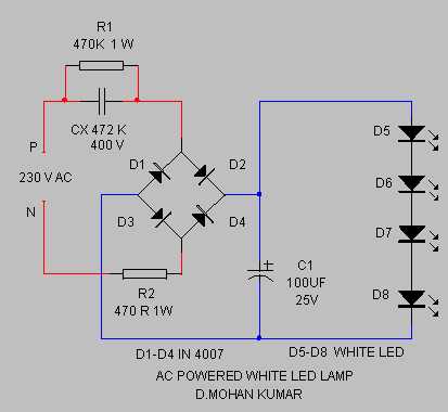230v led lamp circuit diagram