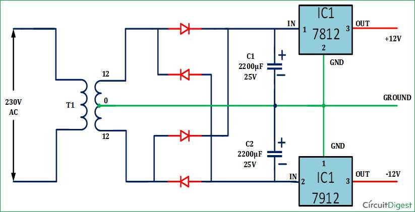 240v ac to 12v dc power supply circuit diagram