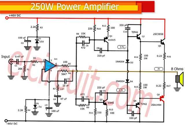 250w amplifier circuit diagram