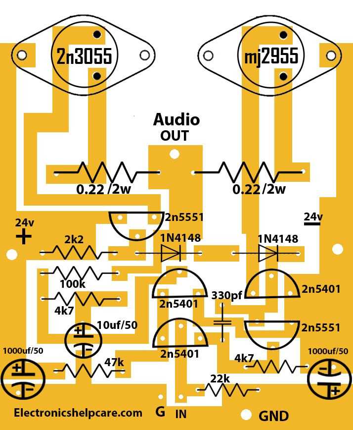 2n3055 transistor amplifier circuit diagram