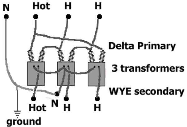 3 phase transformer wiring diagram