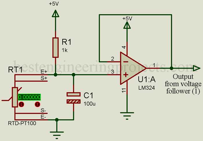 3 wire pt100 temperature sensor circuit diagram