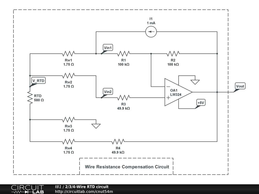 3 wire pt100 temperature sensor circuit diagram