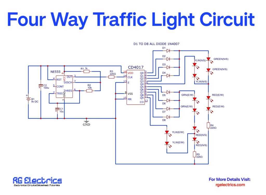 3 way traffic light circuit diagram