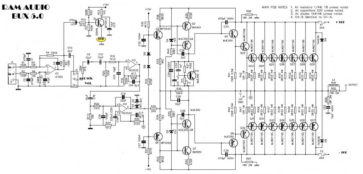 3000 watts amplifier schematic diagram