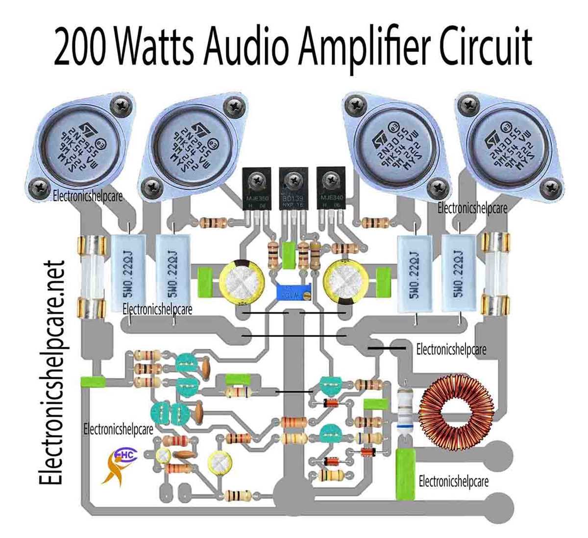 4 transistor audio amplifier circuit diagram