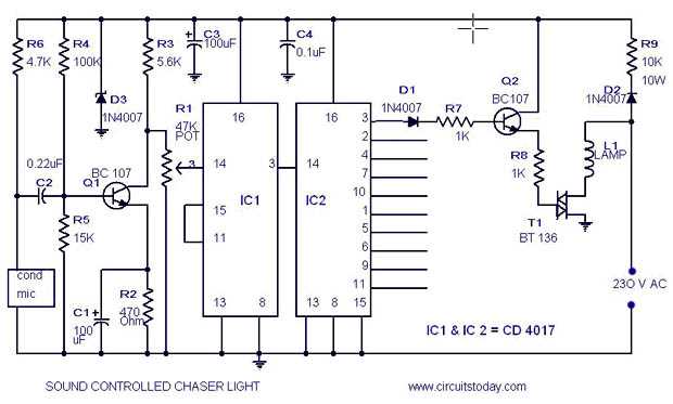 4 channel led chaser circuit diagram