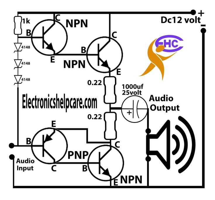 4 transistor audio amplifier circuit diagram