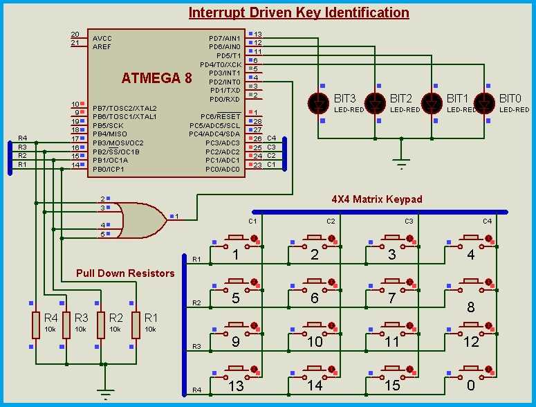 4x4 keypad circuit diagram