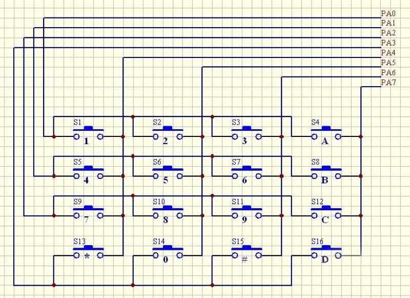 4x4 keypad circuit diagram