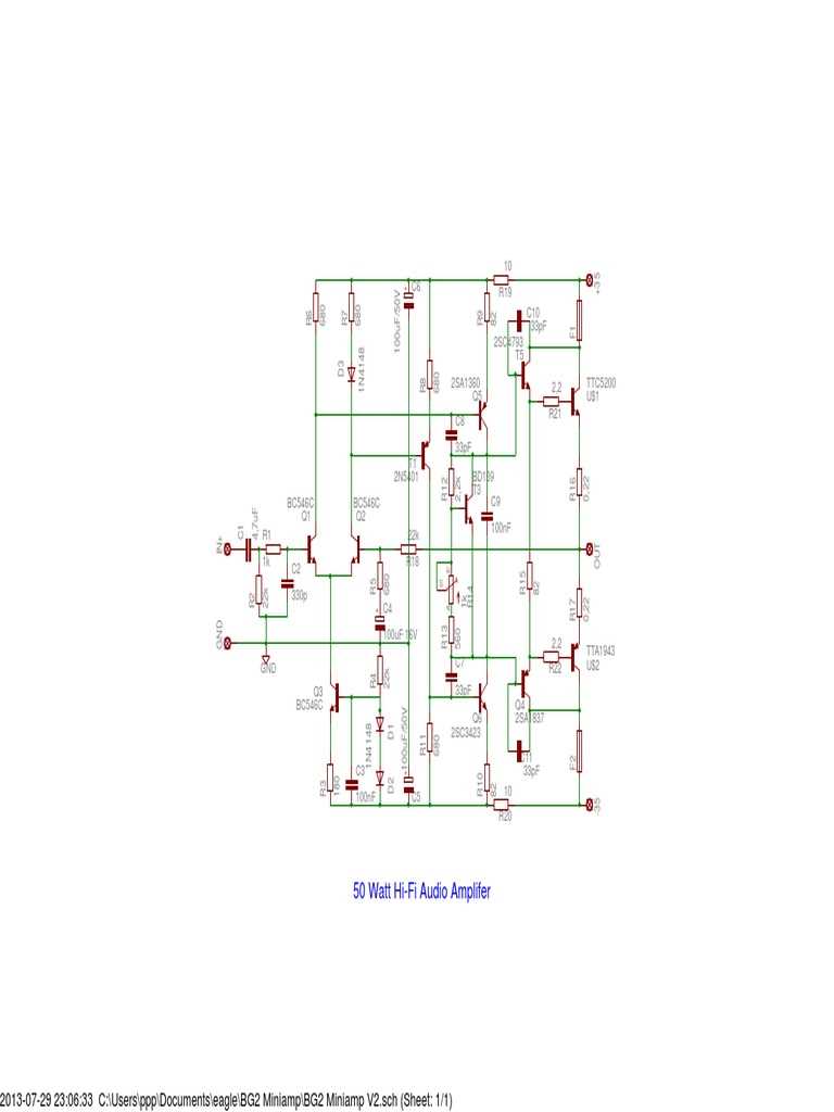 50 watts amplifier circuit diagram