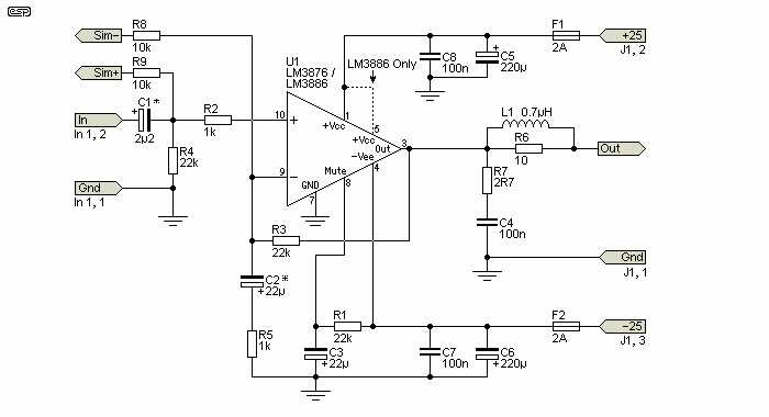 50 watts amplifier circuit diagram