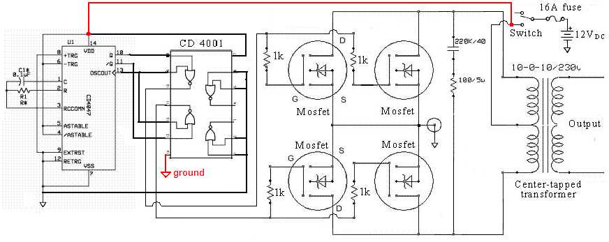 500w modified sine wave inverter schematic circuit diagram