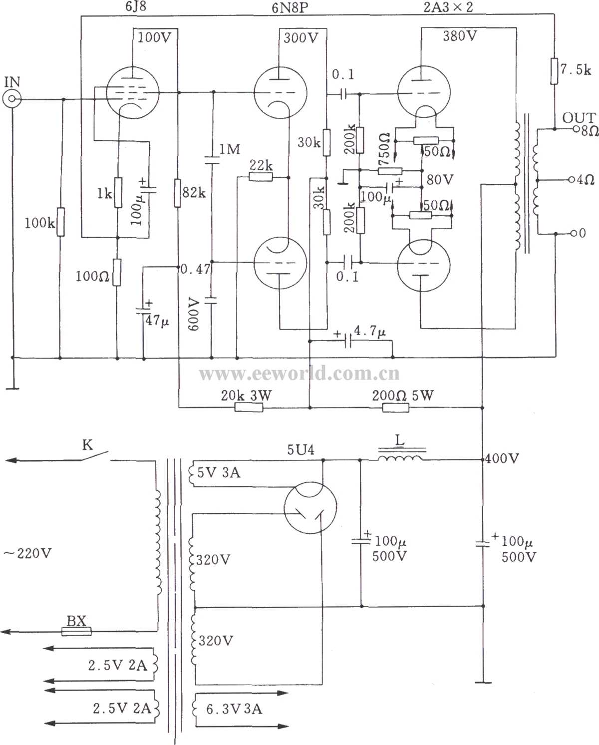 500w amplifier schematic diagram