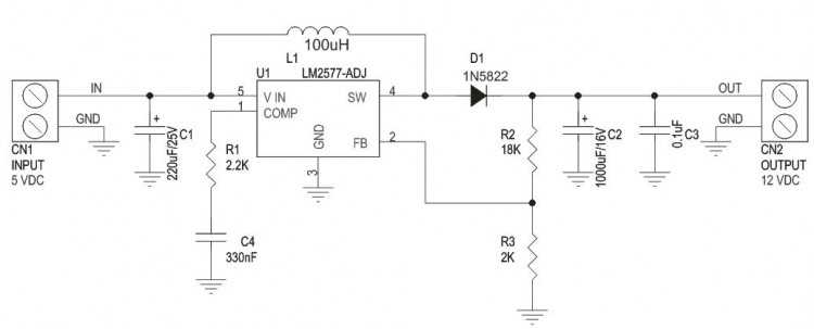 5v to 12v converter circuit diagram