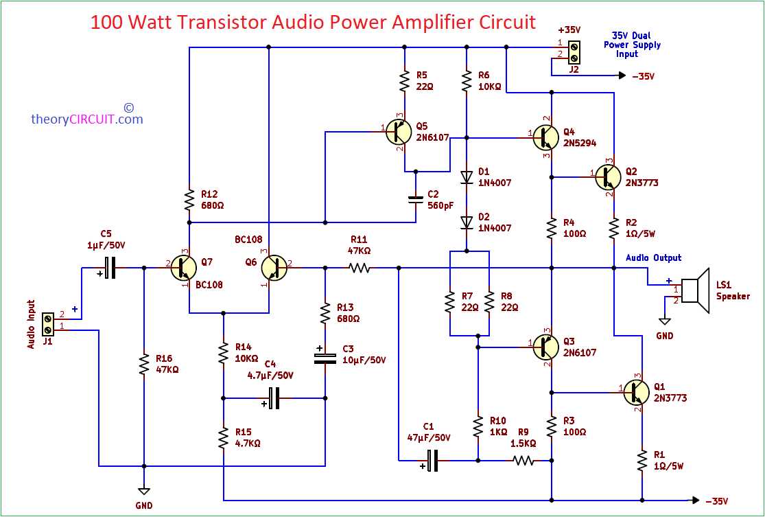 audio power amplifier circuit diagram