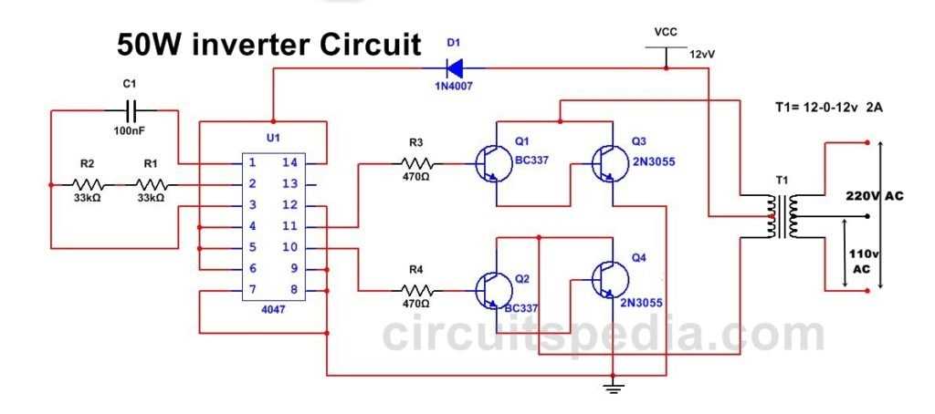 bjt inverter circuit diagram