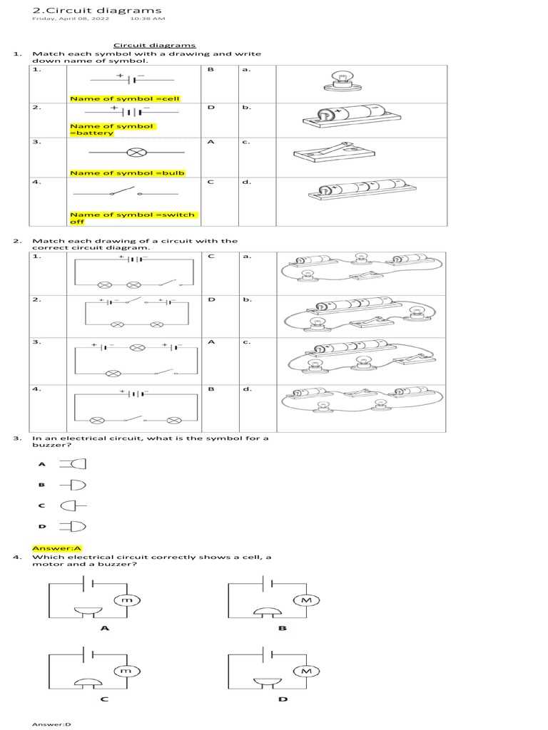 circuit diagrams and symbols worksheet answers