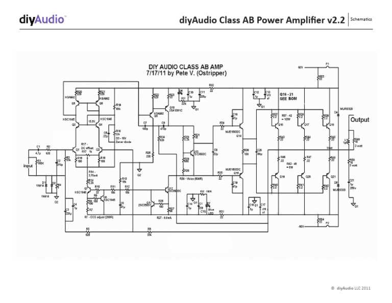 class ab audio amplifier circuit diagram