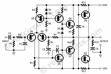 class b power amplifier circuit diagram