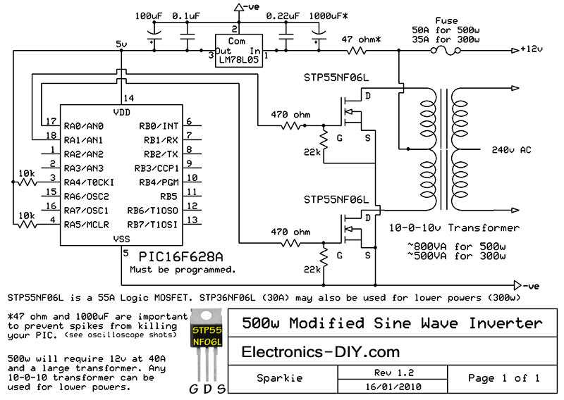 dc to ac inverter circuit diagram with explanation