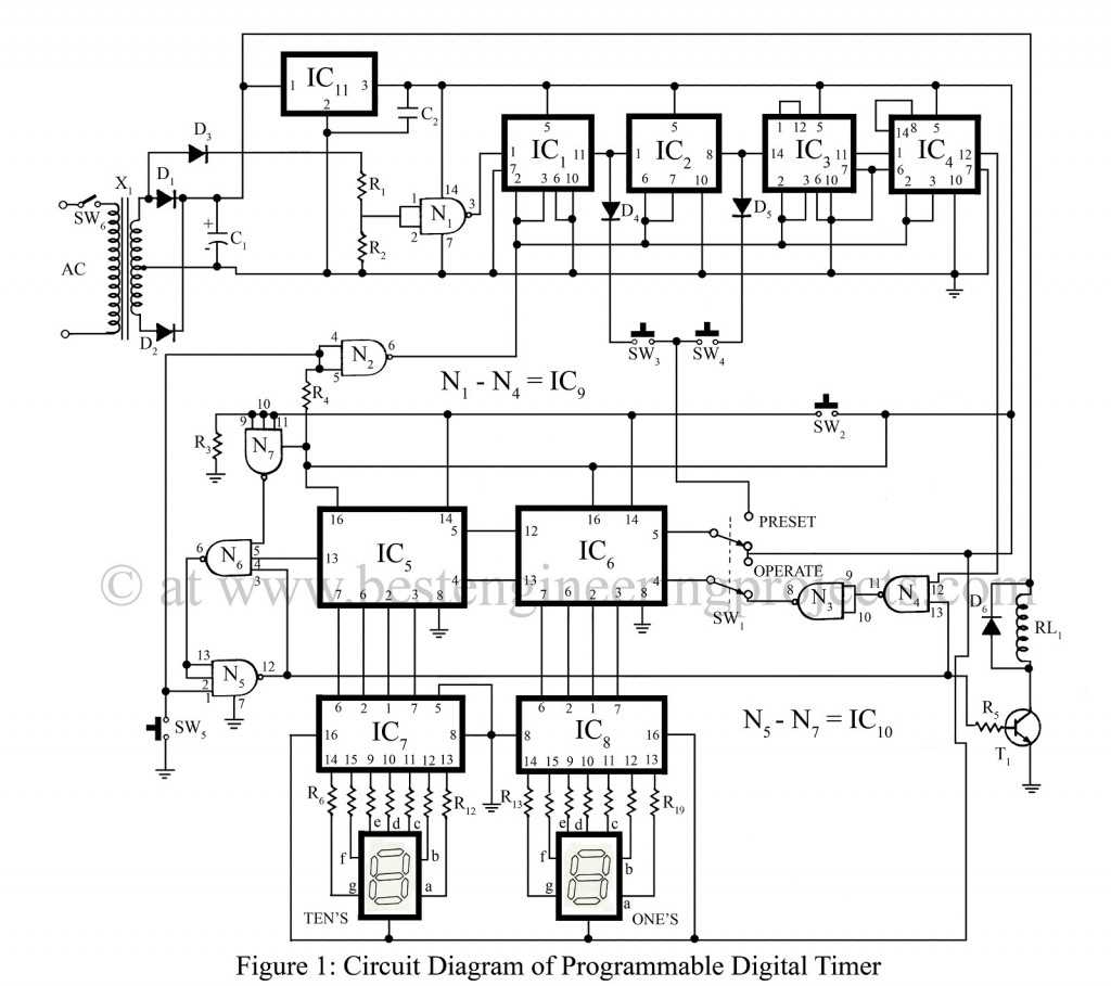 digital timer schematic diagram