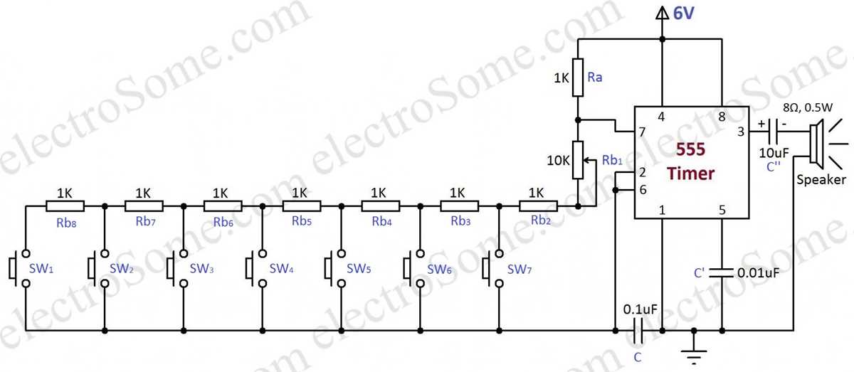 electronic piano using 555 timer circuit diagram electronic piano using 555 timer circuit diagram