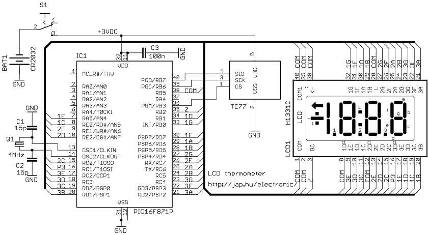 electronic thermometer schematic diagram