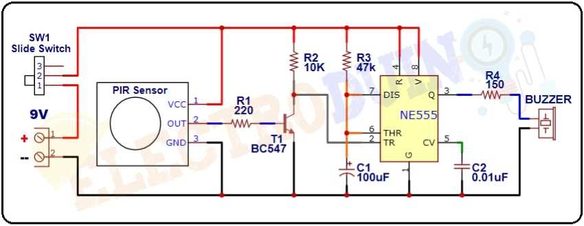 intruder alarm circuit diagram