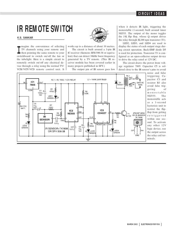 ir remote control switch circuit diagram