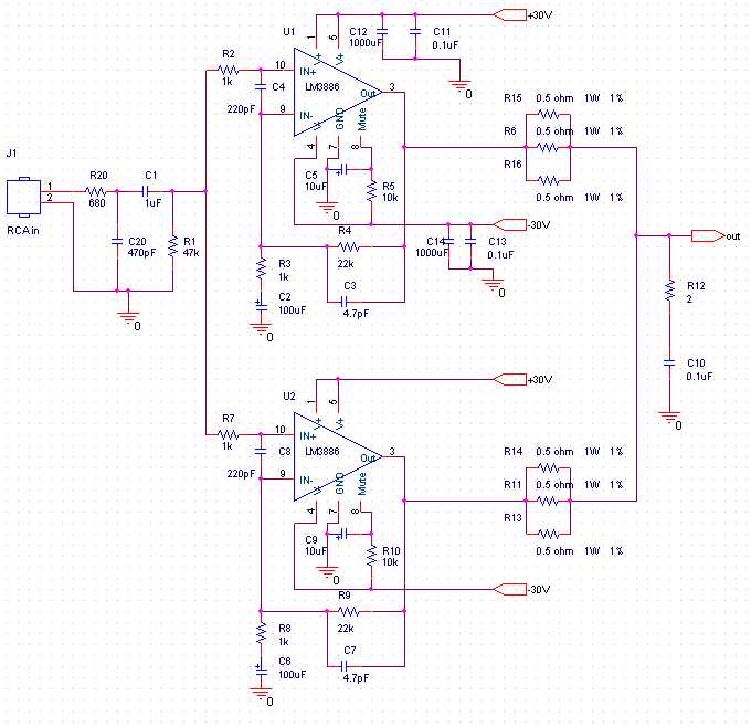 lm3886 amplifier circuit diagram