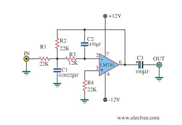 low pass filter circuit diagram for subwoofer