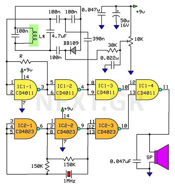 metal detector circuit diagram