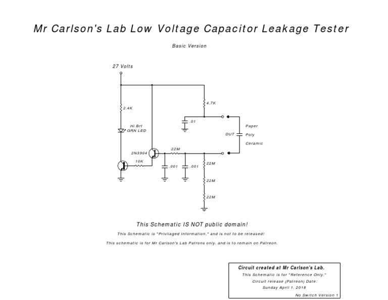 mr carlsons lab capacitor leakage tester circuit diagram