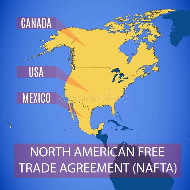 north america usa and canada in a schematic diagram