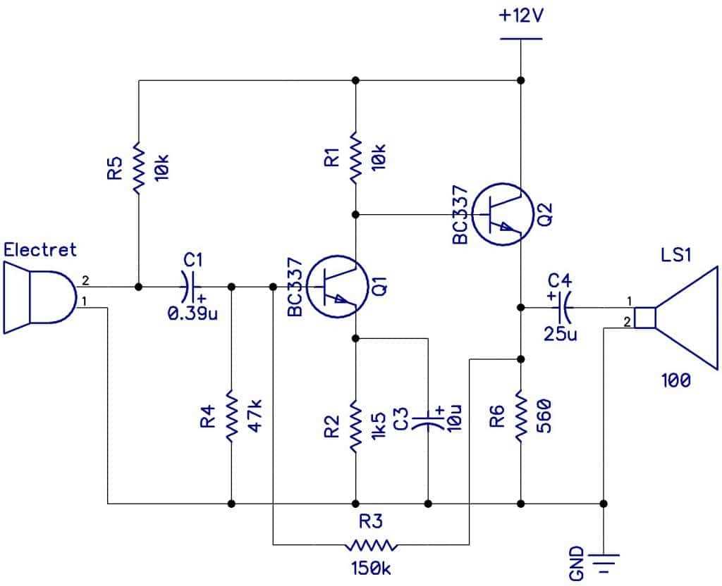 npn transistor amplifier circuit diagram