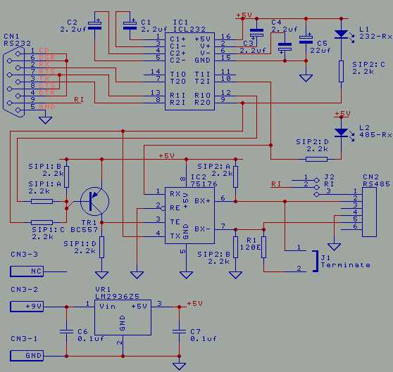 rs 232 to 485 converter circuit diagram